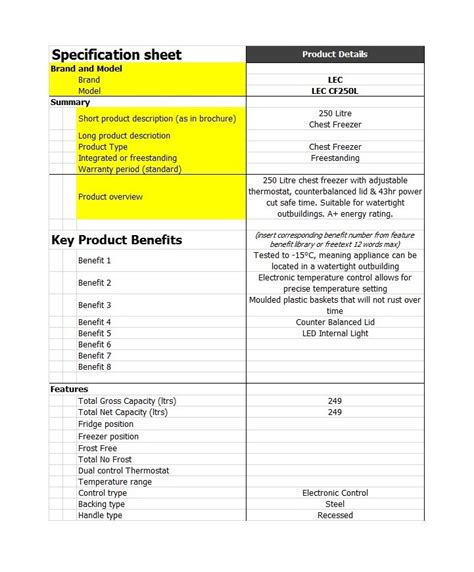 Product Specications .